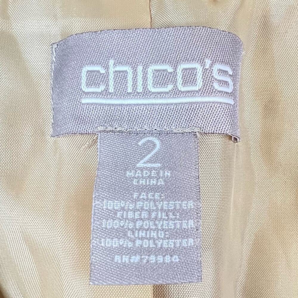 Chico's 2 Womens Zip-Up Quilted Vest Size L Gold Shimmer Lightweight - Picture 7 of 7